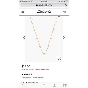 Madewell delicate star necklace in vintage gold